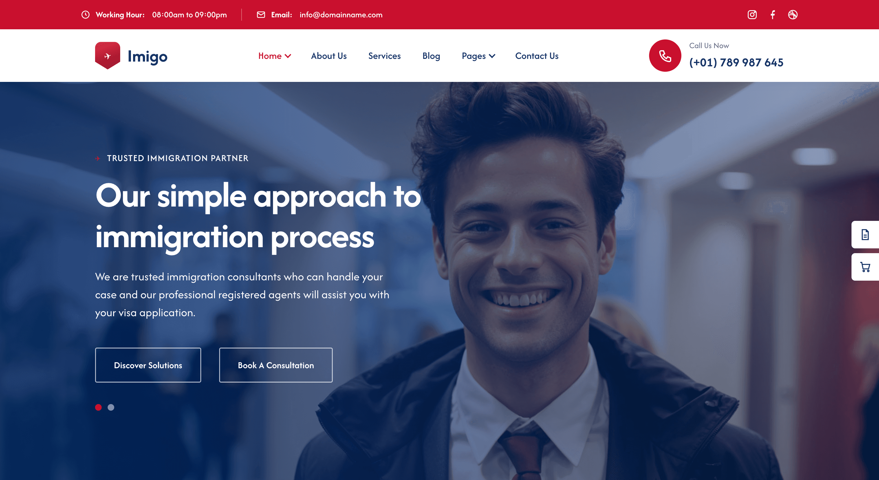 Imigo immigration consultancy website homepage